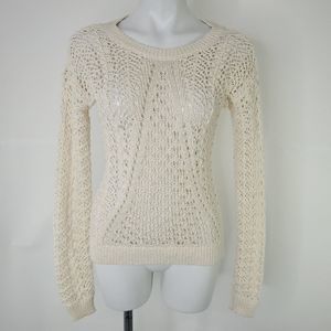 F&F Ppen Knit Open Back Bow Tie Sweater Cream sz 2
